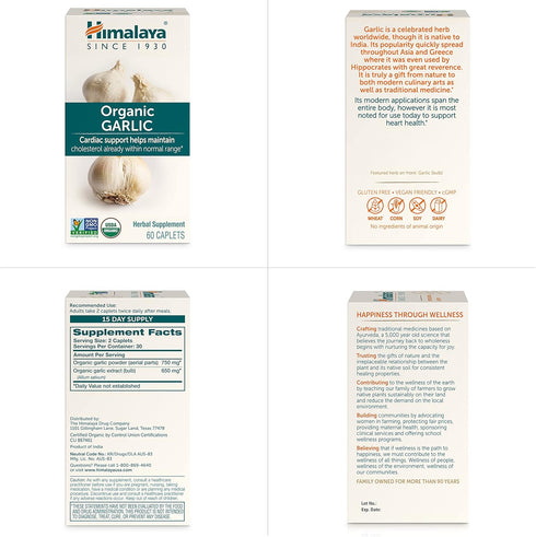 Immune 1400 60 Himalaya Organic Garlic - Herbal Supplement for Lipid Metabolism and Support - Vegan, Non-GMO, Gluten
