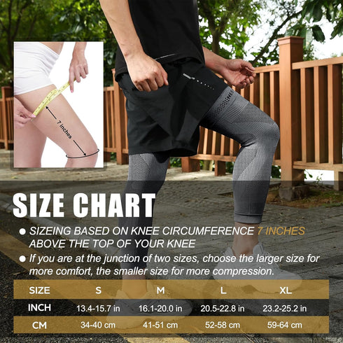 NEENCA Compression Leg Sleeve - Long Knee Sleeve, Ultra-thin Leg Sleeve with Graphene Ions Infused Fabric for Knee Pain