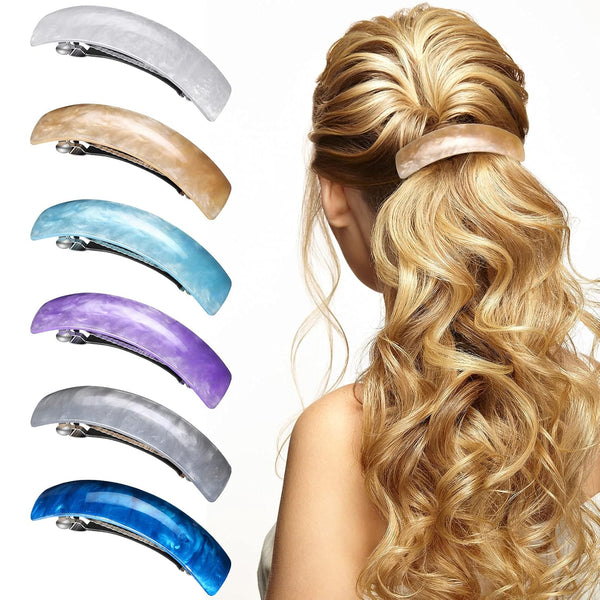 WILLBOND 6 Pcs Hair Barrettes for Women, Large French Clips Pin Retro Clasp, 6 Colors Multicolor Accessories