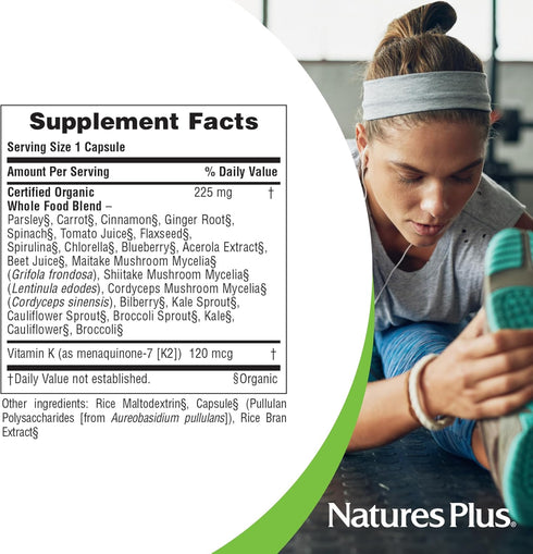Natures Plus Source of Life Garden Organic Vitamin K2-120 mcg, 60 Vegan Capsules for Bone Health