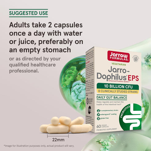 Jarrow Formulas Jarro-Dophilus EPS Probiotics - 10 Billion CFU, Dietary Supplement for Gut Health, 60 Veggie Capsules