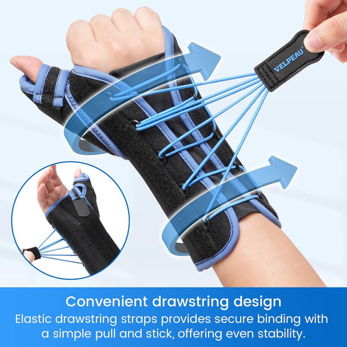 Velpeau Carpal Tunnel Wrist Brace, Thumb Stabilizer Night Support, Pain Relief for Tendonitis, Left Hand, L