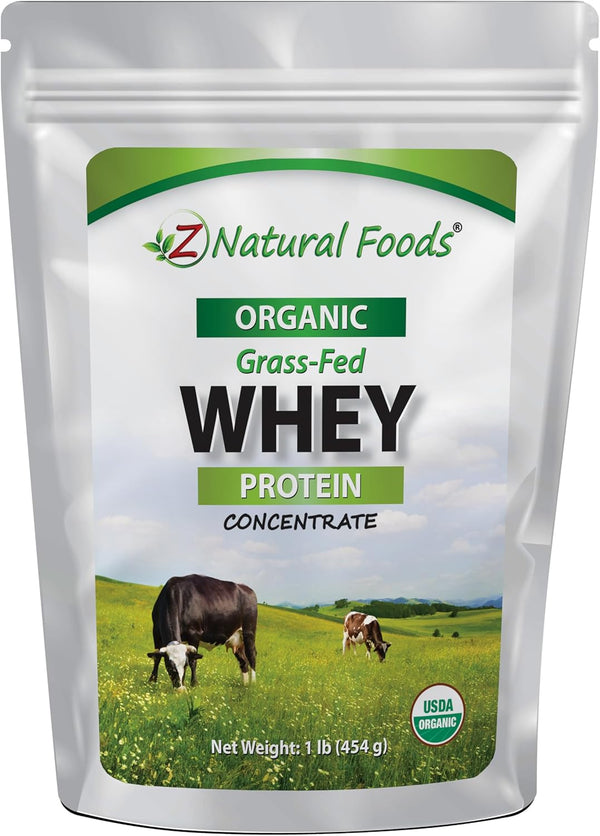 Z Natural Foods Organic Grass-Fed Whey Protein Powder, Nutrient Rich, Unflavoured & Hormone Free Protein Powder, Great