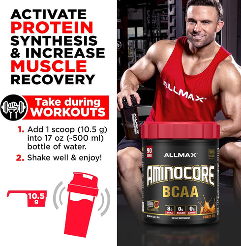 ALLMAX Nutrition AMINOCORE BCAA Powder, 8.18 Grams Amino Acids, Intra and Post Workout Recovery Drink, Gluten Free,
