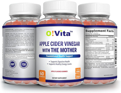 Gummies B12 60 Gummies, 2-Month Apple Cider Vinegar with The Mother, Gluten Free, Vegan, Made with Pomagranate, Beet