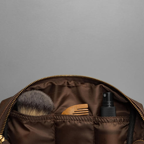 RUBAB MEN Premium Vegan Leather Toiletry Bag - Waterproof Grooming Travel Pouch for Men, Tan Shade