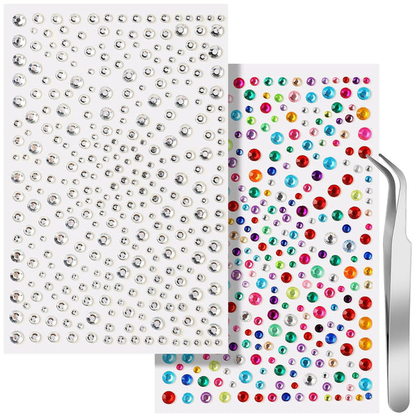 Teenitor Face Gems, Self Adhesive Rhinestone Face Jewels, 650pcs Stick On Gems for Makeup and Body