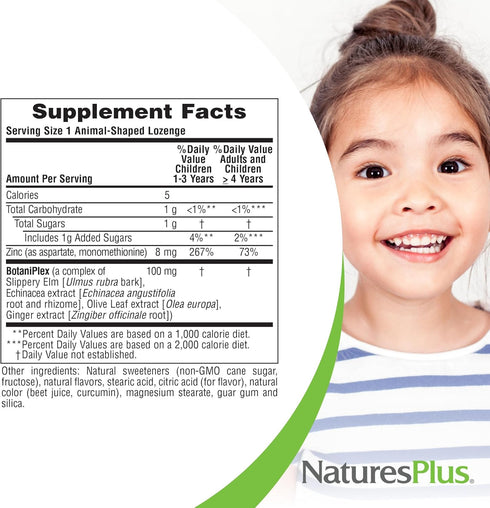 NaturesPlus Animal Parade KidZinc, 90 Lozenges, Tangerine Flavor, Vegan, Gluten Free