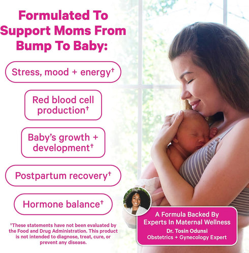 Gummy 60 Gummies Pink Stork Fertility + Prenatal + Postnatal Vitamins Full Motherhood Journey Support Multivitamin