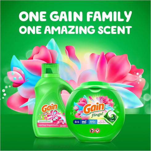Gain + Aroma Boost Liquid Laundry Detergent, Spring Daydream Scent, 61 Loads, 88 fl oz, HE Compatible