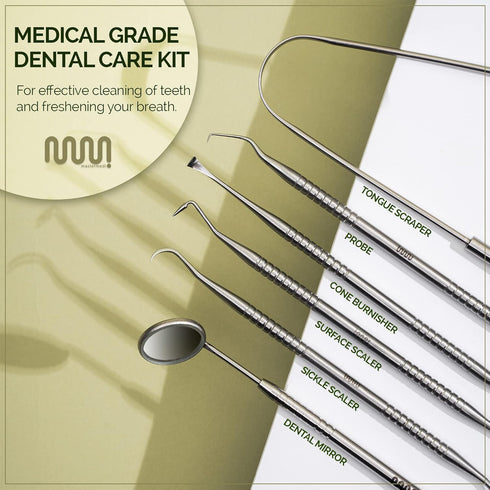 6 Pack Dental Tools Teeth Cleaning Kit, Stainless Steel Plaque Tartar Remover for Adults, Kids, and Pets
