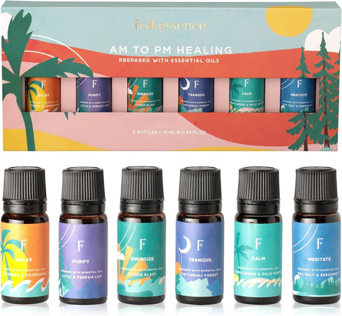 Folkulture Essential Oils for Diffuser - Set of 6 Fragrance Oils for Home, Oil Diffuser Essential Oils