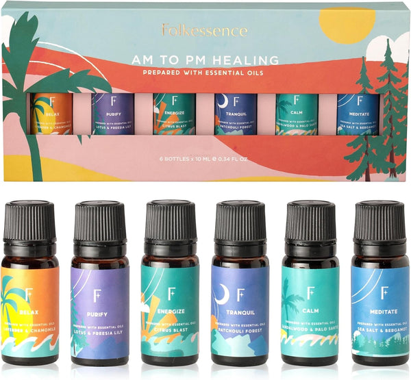 Folkulture Essential Oils for Diffuser - Set of 6 Fragrance Oils for Home, Oil Diffuser Essential Oils