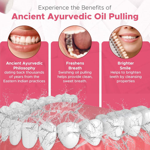 Oil Pulling for Teeth and Gums, Bubble Gum Flavored Organic Sesame Oil Mouthwash, 8 FL Oz