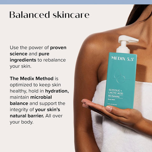 MEDIX 5.5 Body Scrub Skin Care, 15 Fl Oz Glycolic Acid Exfoliating Cleanser for All Skin Types