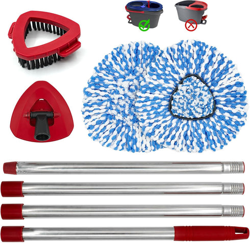 Set 2-Tank Set Spin Mop Handle,Mop Heads Replacements,Scrubber Mop Head and Mop Base Combo Compatible with Ocedar