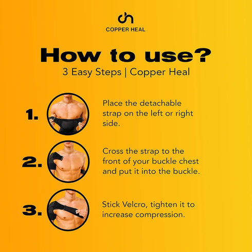 COPPER HEAL Shoulder Adjustable Clamp Compression Sleeve for Men Women, Better Back Posture Support with Stability Pad