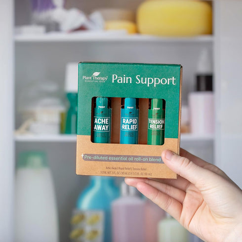 Plant Therapy Pain Support Essential Oil Roll On Blend Set, 10 mL Each of Ache Away, Rapid Relief
