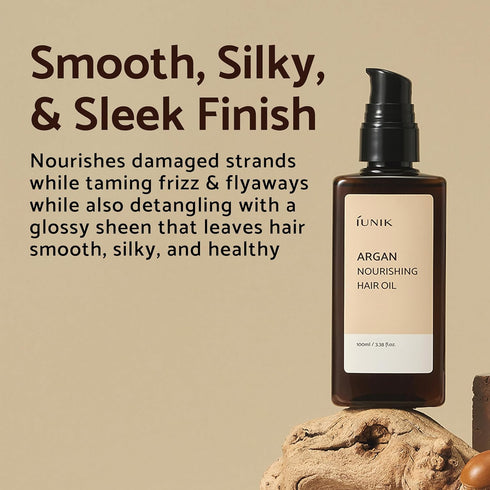 IUNIK Argan 3.9% Hair Oil Serum, Nourishing Anti Frizz Treatment for Dry Damaged Hair, 3.38 Fl Oz Korean
