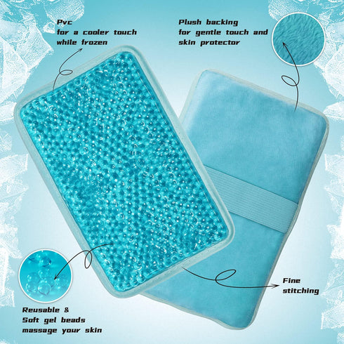 Gel Beads Ice Pack Ice Bag with Strap, Reusable Hot & Cold Compress for Knee, Shoulder, Back, Ankle (Blue)