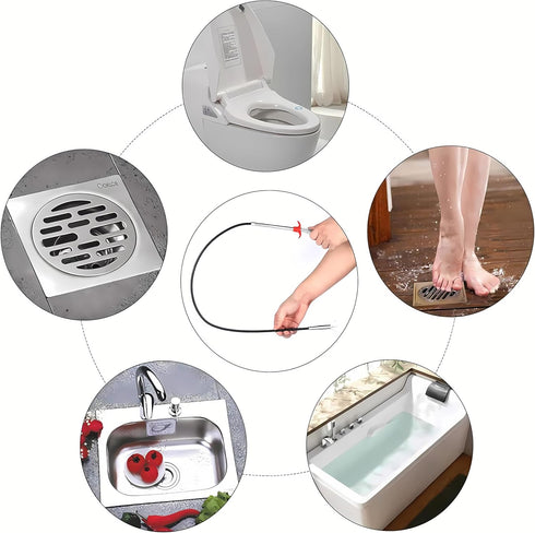 Drain Snake, Clog Remover - Gutter Cleaning Tools for Toilet, Shower, Kitchen, Bathroom, Flexible Grabber Claw Pick Up