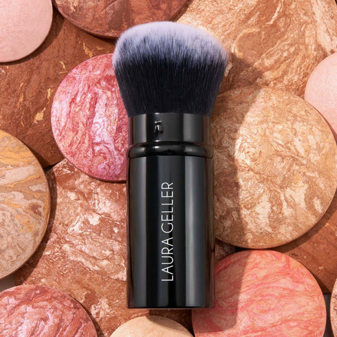 LAURA GELLER NEW YORK Retractable Airbrush Kabuki Brush for Liquid, Cream & Powder Face Makeup with Aluminum Handle
