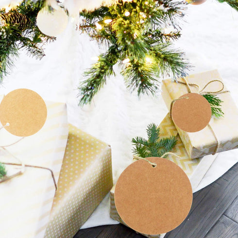 Segarty 200 PCS Circle Tags, Brown Craft Gift Tags with 100 Feet Jute Twine, Round Thick Kraft Paper Blank Hang Tags