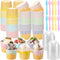Jingmore 60 Set 4oz Ice Cream Paper Cups with Lids and Spoons, Disposable