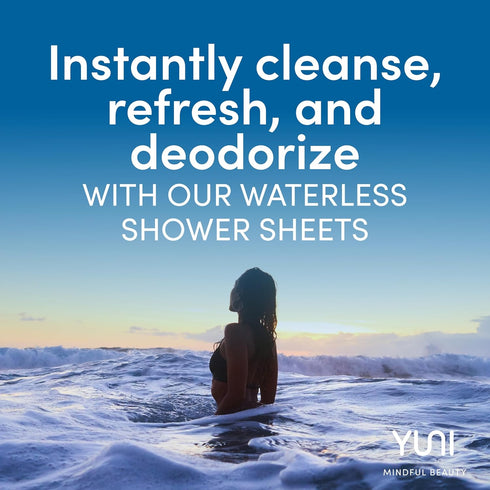 YUNI Beauty Large Body Wipes, Peppermint Citrus, 12 Count, Compostable, Biodegradable, On-the-Go Shower Alternative