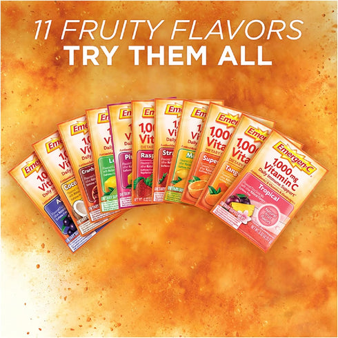 Emergen-C 1000mg Vitamin C Powder for Daily Immune Support, Caffeine Free with Zinc, Manganese, B Vitamins
