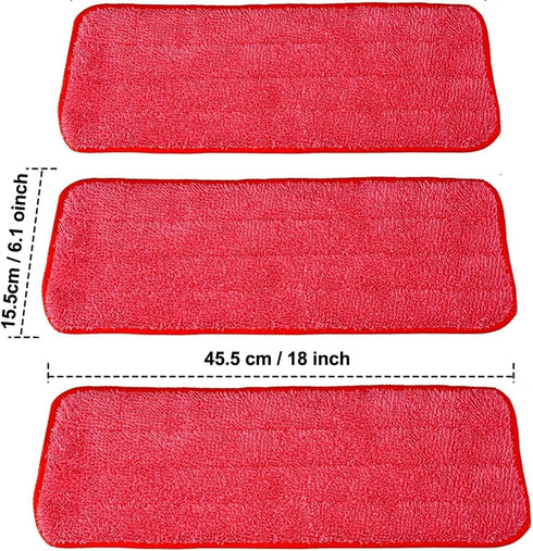 Microfiber Replacement Mop Pad, 18 x 6 Wet & Dry Home & Commercial Cleaning Refills, Reusable Floor Mop Pads, 6 Pack (Red)…