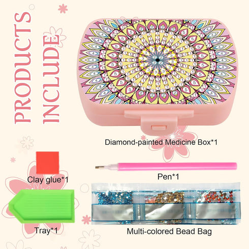 Organizer,6 Diamond Painting Pill Case, DIY Travel Pill Compartments Portable Case, Daily Portable Medicine Vitamin