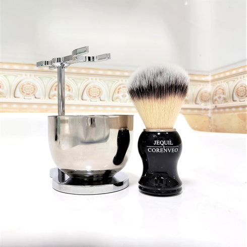 Shaving Set for Men, 3 in 1 Grooming Set with Shaving Brush, Bowl, Razor & Brush Stand