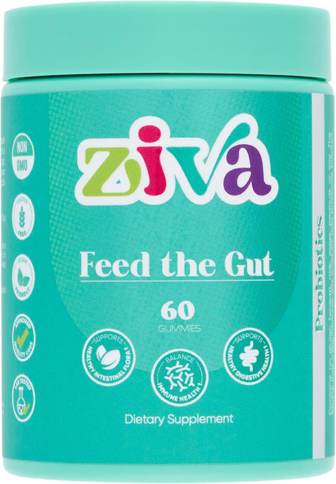 ZIVA Gummies - Feed The Gut Probiotics | Digestive Health Gummies for Adults, Women, and Men | 60 Gummies