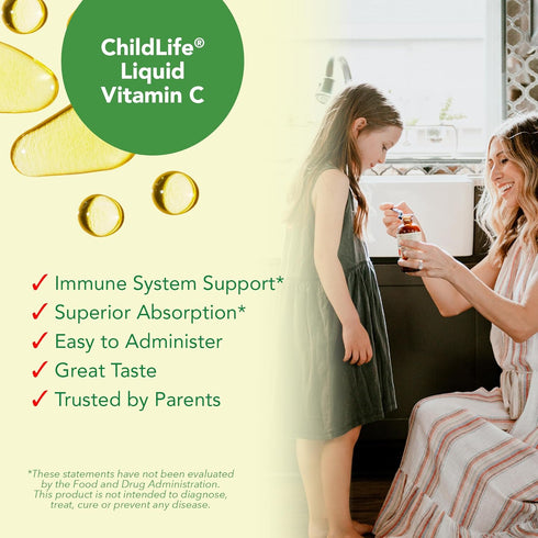 Immune 4 Oz (Pack 3) CHILDLIFE ESSENTIALS Liquid Vitamin C - Pure Vitamin C Liquid Supplement for Kids, System Support