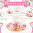 SUMMORO 160 7 OZ Pcs Floral Paper Tea Cups and Saucers Disposable Paper Tea Cups with Handle and Plates for Tea Party