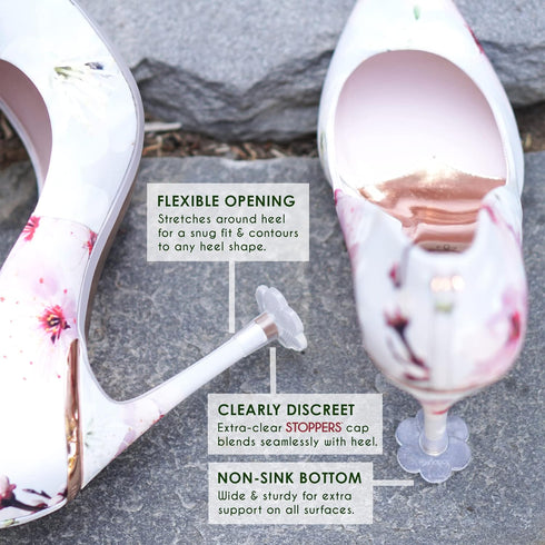 GoGoHeel STOPPERS Clear Heel Protectors for High Heels, Stop Sinking on Grass (X-Small, 1 Pair)