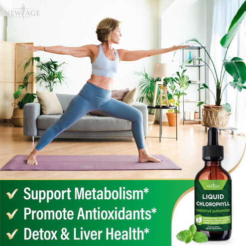 NEW AGE Chlorophyll Liquid Drops - Natural Concentrate for Energy Booster, Digestion, and Immune Support