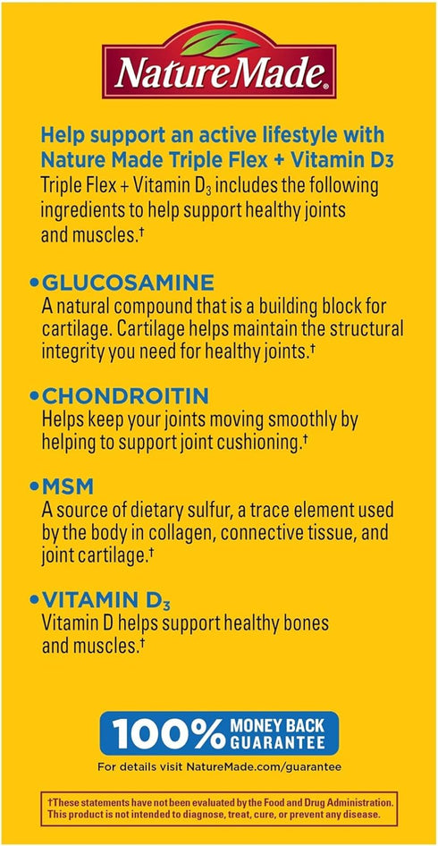 Nature Made TripleFlex Caplets with Vitamin D3, 120 Count for Joint Support