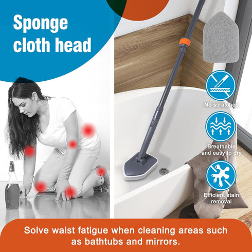 Tub Tile Scrubber Brush with 3 Different Function Cleaning Pads and 56" Extendable Long Handle-No Scratch for Cleaning Bathroom Kitchen Toilet Wall Sink,Orange