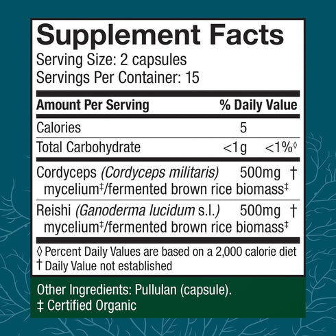 Immune 30 (15 Host Defense CordyChi Capsules - Energy & Support Supplement - Cordyceps & Reishi Mushroom Supplement