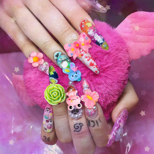 Mity rain Nail Charms | 150pcs Kawaii Flatback Resin Charms for Nail Art Decorations