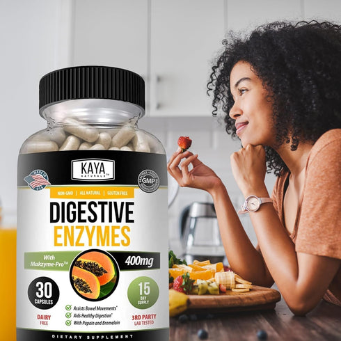 Immune 30 Kaya Naturals Digestive Enzymes with Prebiotics & Probiotics - Constipation & Bloating Relief Pills for Women