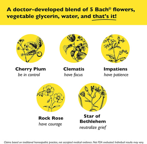 RESCUE Bach Remedy Dropper 10mL, Natural Stress Relief, Homeopathic Flower Essence, Vegan and Gluten-Free