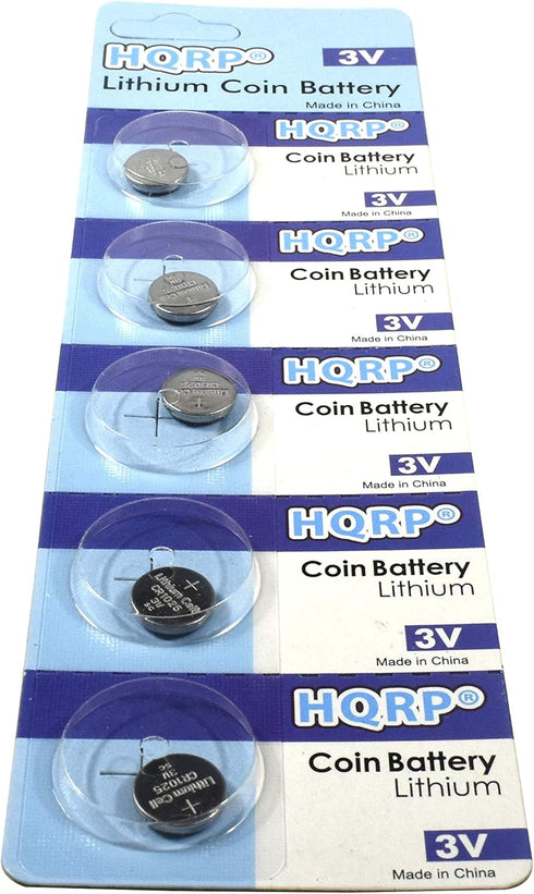 HQRP 5-Pack CR1025 3-Volt Lithium Cell Battery, CR1O25 BR1025 DL1025 1025 5033LC KL1025
