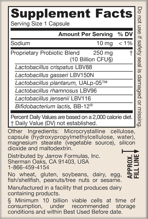 Jarrow Formulas Fem-Dophilus Advanced Probiotics, 10 Billion CFU, 6 Strains for Vaginal, Urinary Tract Support, 30