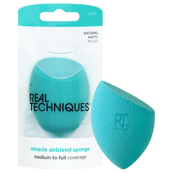 Real Techniques Miracle Airblend Sponge, Matte Makeup Blending Sponge for Liquid, Cream, & Powder Products
