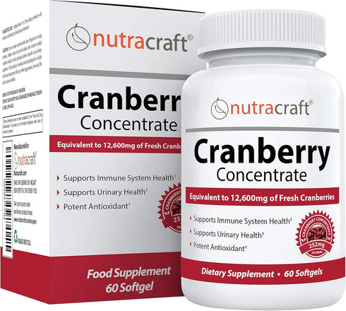 #1 Cranberry Extract Supplement for Bladder & Urinary Tract Support | 12,600 mg Fresh Cranberries, 60 Softgels