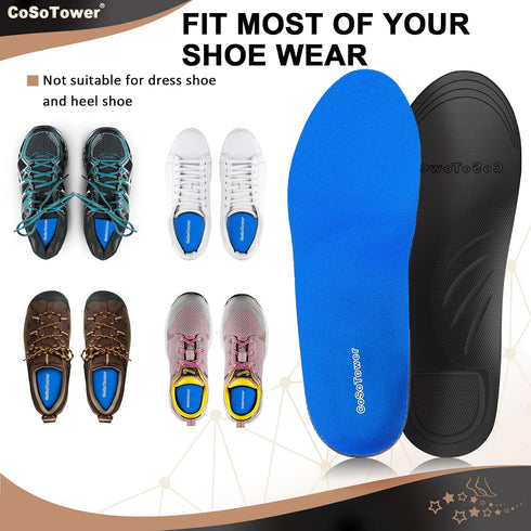 Orthotic Inserts Arch Support Insoles for Flat Feet, Over Pronation, Foot Pain, Plantar Fasciitis Relief Shoe Insoles