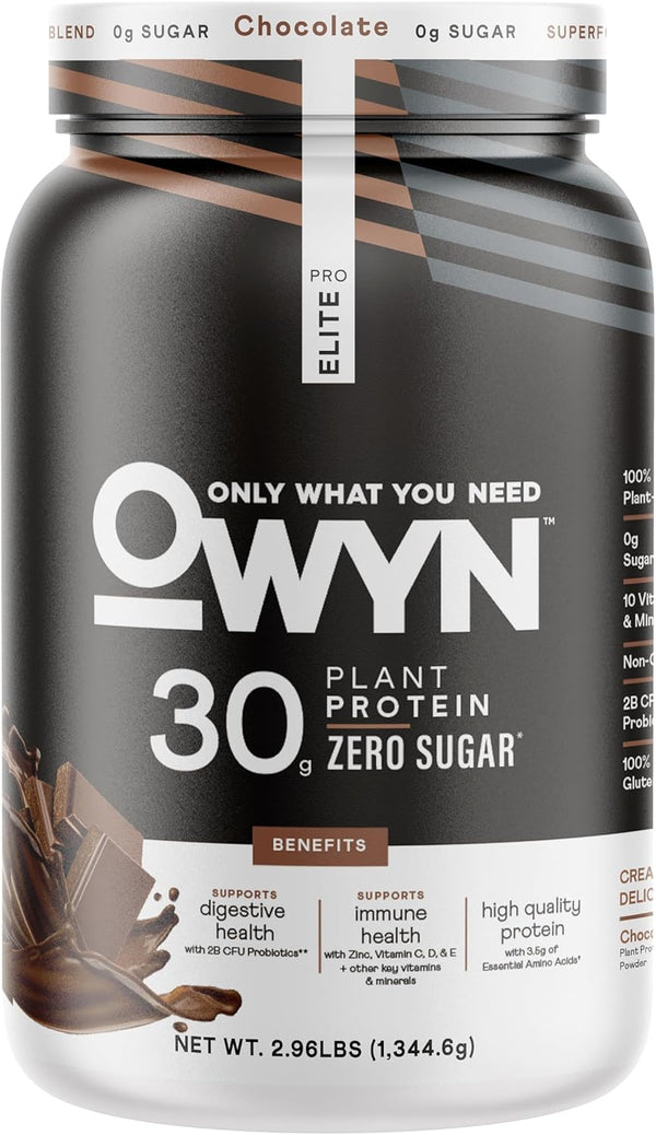 OWYN Only What You Need Pro Elite Vegan, 30g Plant-Based High Protein Powder, Zero Sugar, Dark Chocolate